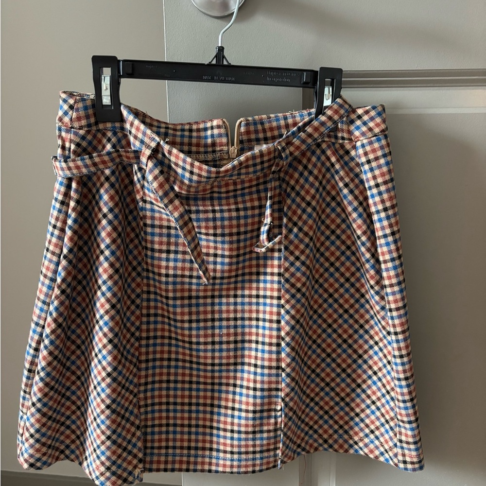 PacSun Plaid Skater Skirt in Cream, Blue & Brown